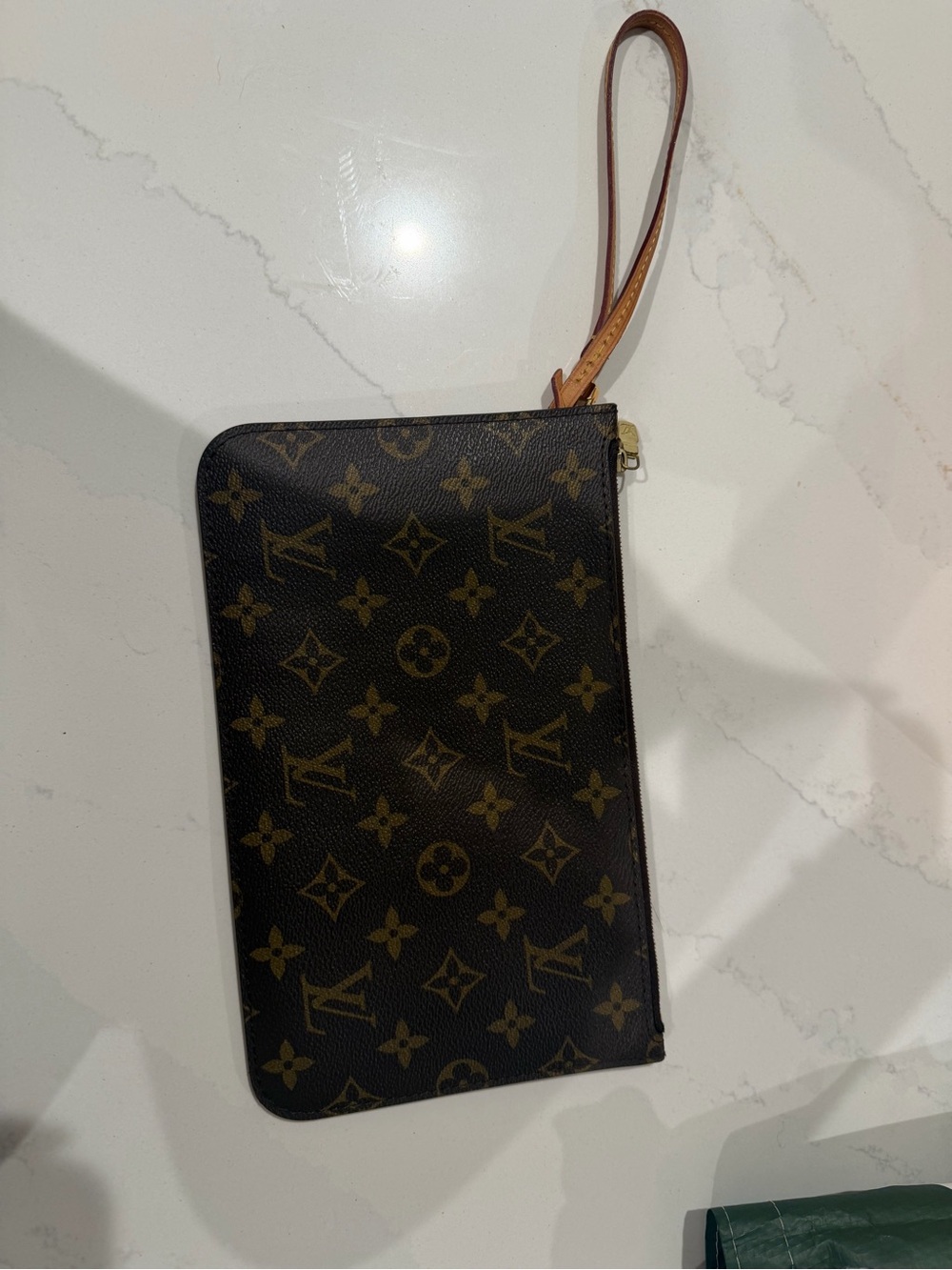 Louis Vuitton Monogram Zip Wristlet in Dark Brown and Tan